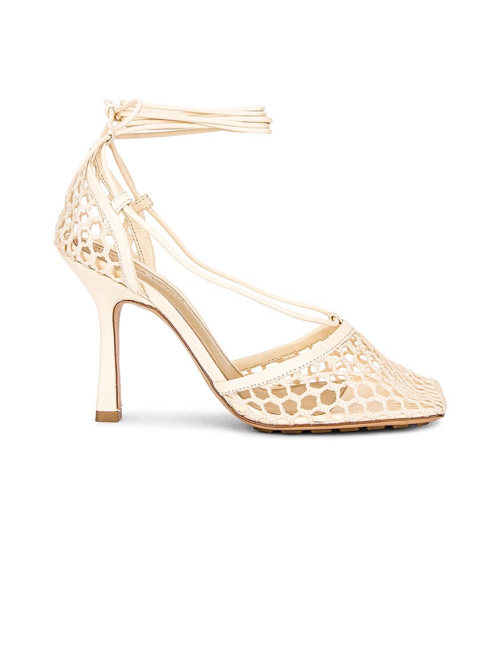 White Bottega Veneta Net Lace-Up High Heel Pumps